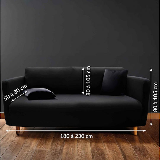 Douceur d'Intérieur Mila Elastischer Überzug für Zweisitzer-Sofa Schwarz 180 cm