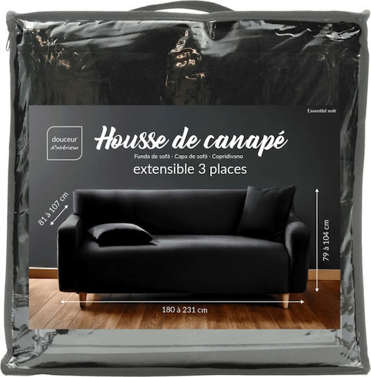 Douceur d'Intérieur Mila Elastischer Überzug für Zweisitzer-Sofa Schwarz 180 cm