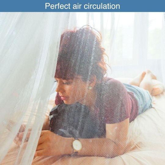 Plasă Antițânțari pentru Pat Dublu sau Single, Neutră, pentru Backpackeri, Fără Deschidere, Complet Închisă, Mărimea XL, 10.5 X 2.3 M, Instalare Simplă într-un Singur Punct, Plasă Densă Albă, Bază Elastică, Husă de Transport Inclusă