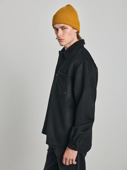 Langärmeliges Overshirt Schwarz