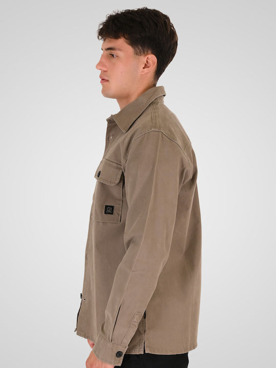Overshirt Taupe cu Mânecă Lungă