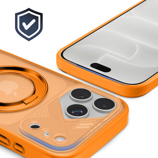 Pango Magsafe Case pentru iPhone 18 Pro, Spate Translucid cu Inel Rotativ, Portocaliu