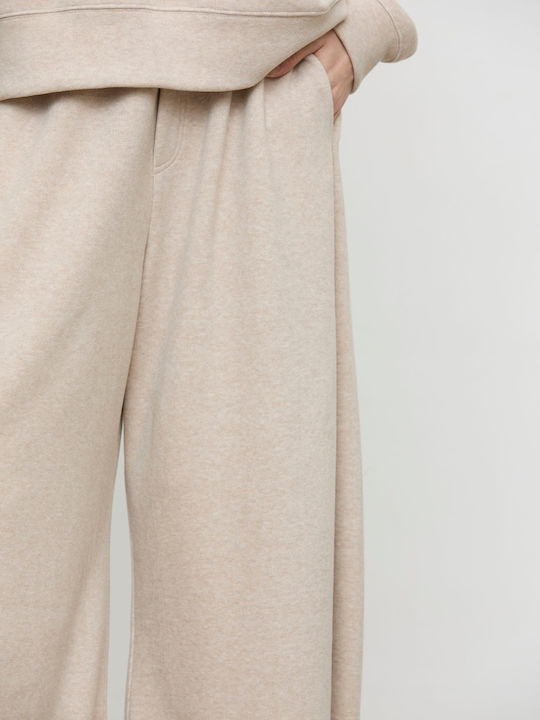 Women's Palazzo Trousers with Elastic Beige Mele