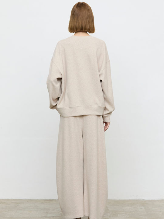 Women's Palazzo Trousers with Elastic Beige Mele