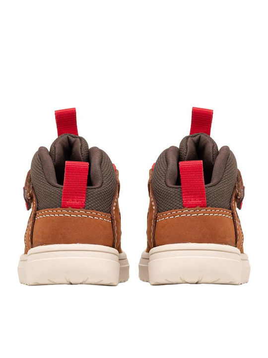 Mid Anatomical Leather Kids Ankle Boots with Laces Orange