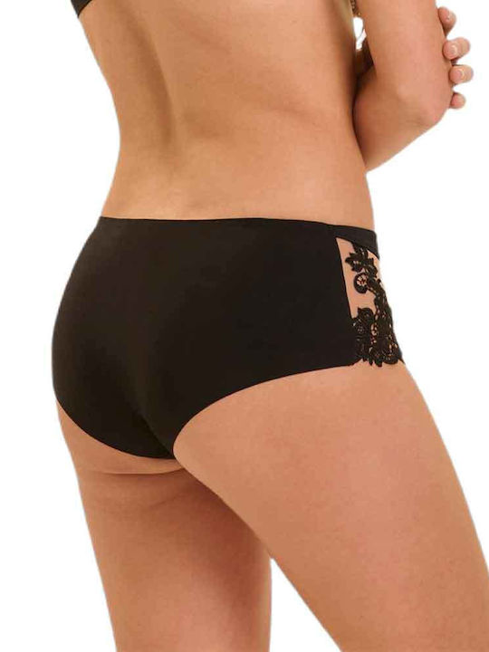 Damen-Boxerslip mit Spitze Schwarz