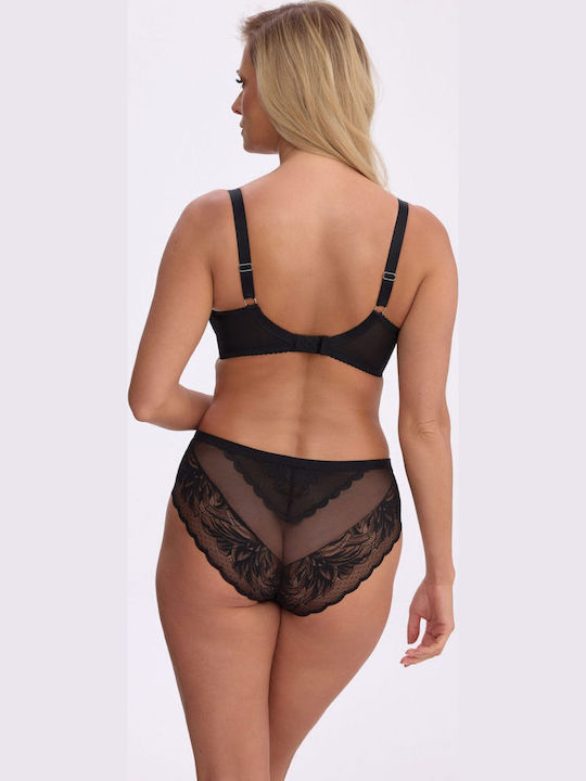 Hochtaillen Damen-Slip mit Spitze Schwarz