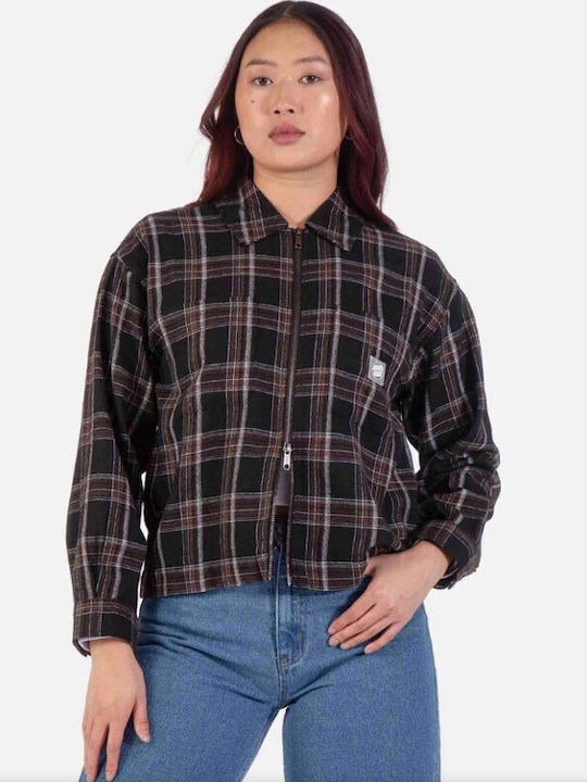 Long Sleeve Women's Shirt Black / Brown Checked
