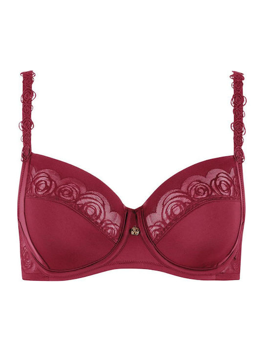 Burgundy Bra without Padding with Underwire