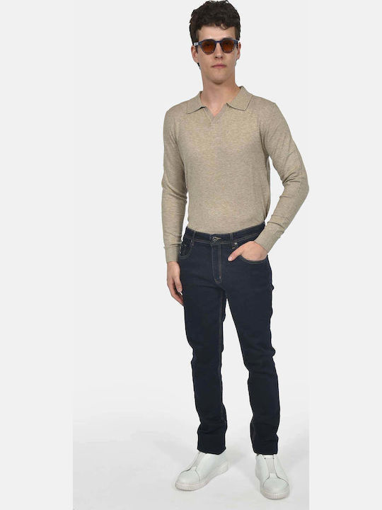 Ανδρικό Παντελόνι Τζιν Ελαστικό Slim Fit Blue Black