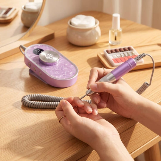 Battery-Powered Nail Drill Purple with 45000 Revolutions per Minute