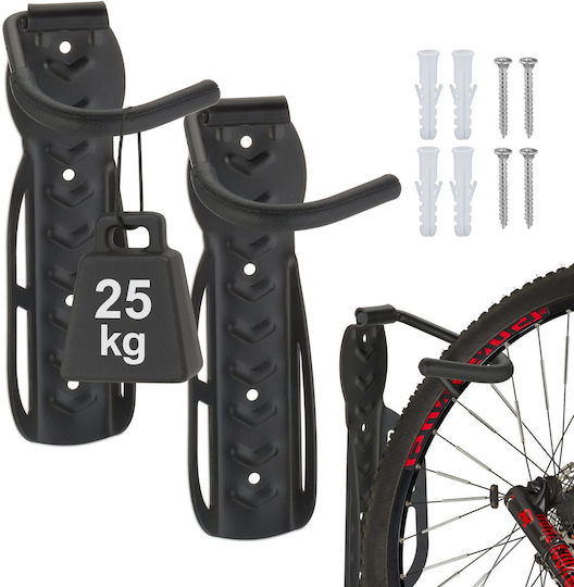 Set 2 Relaxdays Wall-mounted Bicycle Racks Black 5 Cm