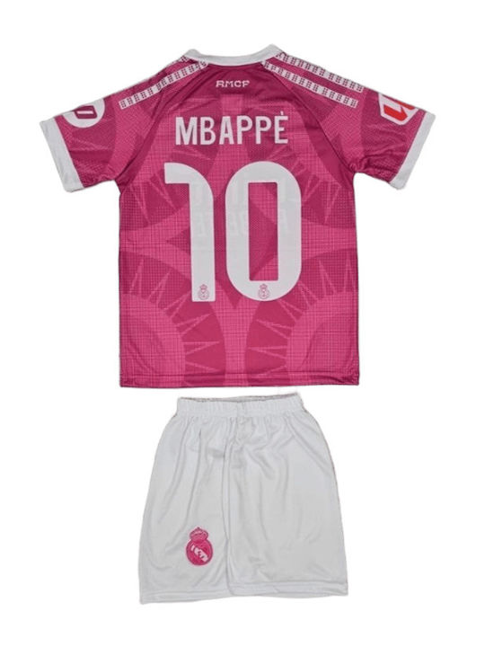 Παιδικό Σετ Ποδοσφαίρου Mbappe Real Madrid 2026-2027 Τρίτη Εμφάνιση Ροζ Balón De Oro Unisex Παιδικά Ab213