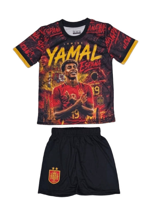 Set de Fotbal pentru Copii Yamal Echipa Națională a Spaniei Ediție Specială Cupa Mondială Negru Roșu Balón De Oro Roșu Negru Unisex pentru Copii Ab314