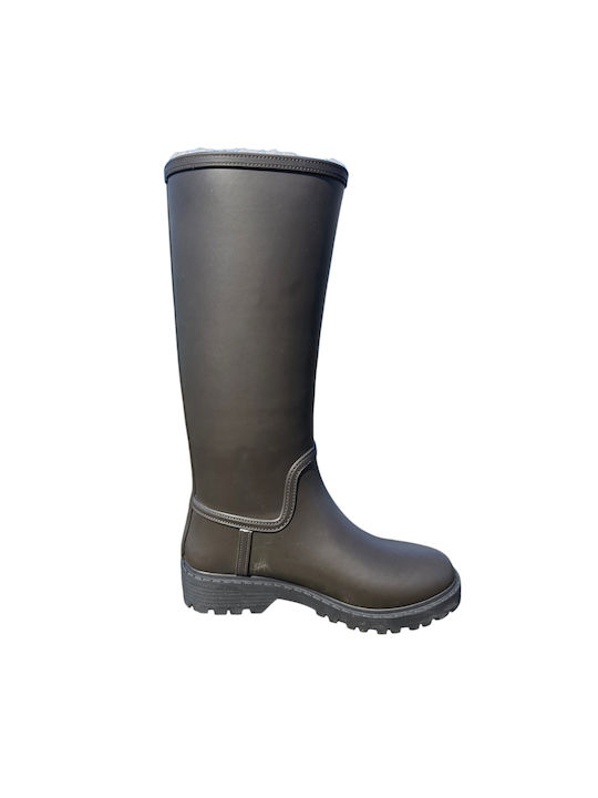 Women's Wellies with Brown Fur