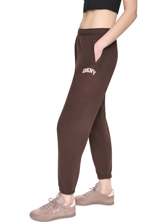 Pantaloni de trening cu Elastic Fleece Maro Ciocolatiu