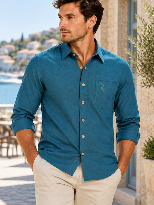 Long Sleeve Regular Fit Petrol Blue Shirt