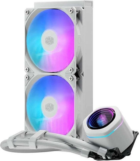 CoolerMaster MasterLiquid Core Nex 240 ARGB Υδρόψυξη AIO CPU με 2 Ανεμιστήρες 120mm Λευκή