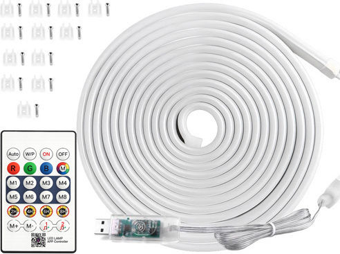 Smart TV LED Strip USB 5V RGB Light 10m Neon Flex with Power Supply & Remote Control
