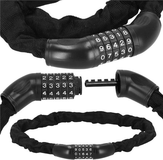 Bicycle Scooter Anti-theft Lock Combination Lock Length 98 Cm Steel Black