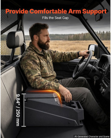 Vevor UTV Center Console Storage Box Lockable Armrest Organizer Tool Holder HDPE Cup Holder Phone Mount Compatible with Polaris Ranger & Can-Am Defender 2017-2026