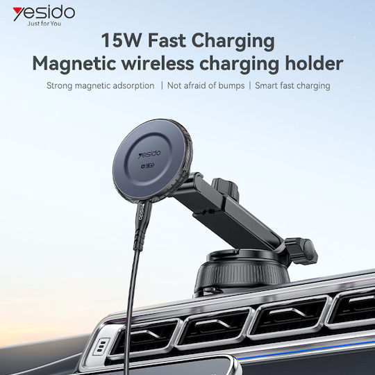 Yesido C321 Βάση Κινητού Αυτοκινήτου με Μαγνήτη MagSafe & Ασύρματη Φόρτιση 15W Μαύρη