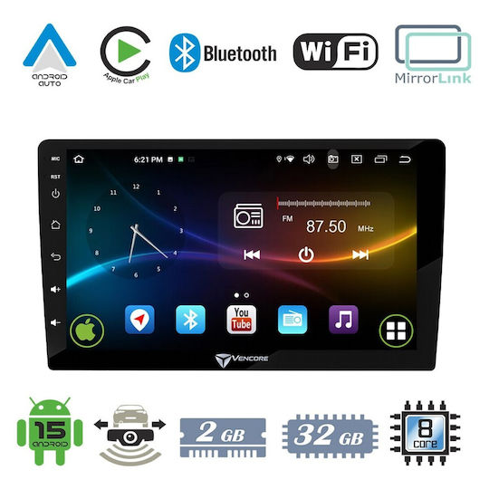 Vencore 3236-10007-0138b Android-15-Multimedia-Display 9" 9109a Mtk6762 Octa-Core 2 GB/32 GB IPS-Frontblende CarPlay Android Auto Rückfahrkamera-Unterstützung AHD Mazda 3 Axela 2014–2026 – Schwarz 3236-10007-0138b