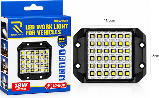 Rchang Arbeitsscheinwerfer LED W19669 18 W 10–80 V Fahrzeuge W19669 18 W 10–80 V LED-Arbeitsleuchte Fahrzeuge 0111826