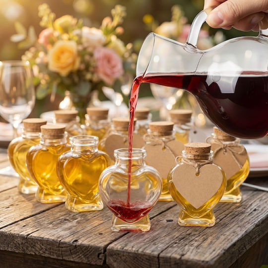 Set 12 Heart-shaped Bottles Relaxdays Transparent Light Brown Customizable 12-piece Set