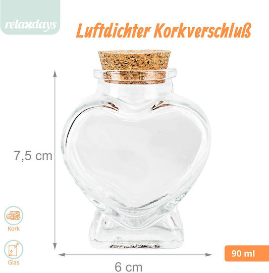 Set 12 Heart-shaped Bottles Relaxdays Transparent Light Brown Customizable 12-piece Set