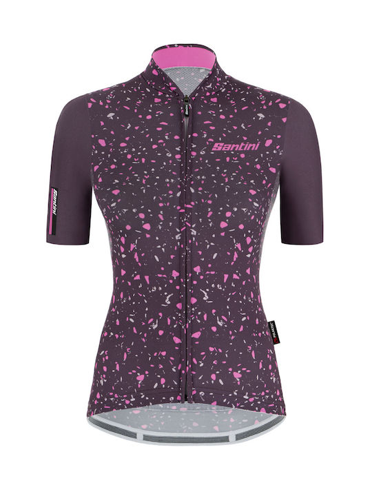 Santini Tricou de Ciclism Mov cu Mâneci Scurte pentru Femei