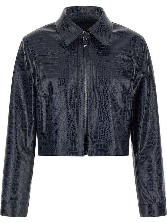 Дамско кожено байкър яке Dark Blue