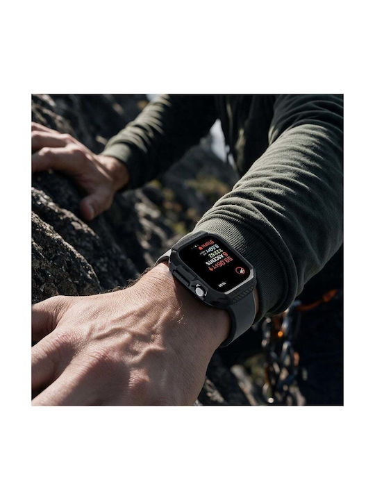 Spigen Rugged Armor Silikonhülle in Schwarz für Apple Watch 12 46 mm