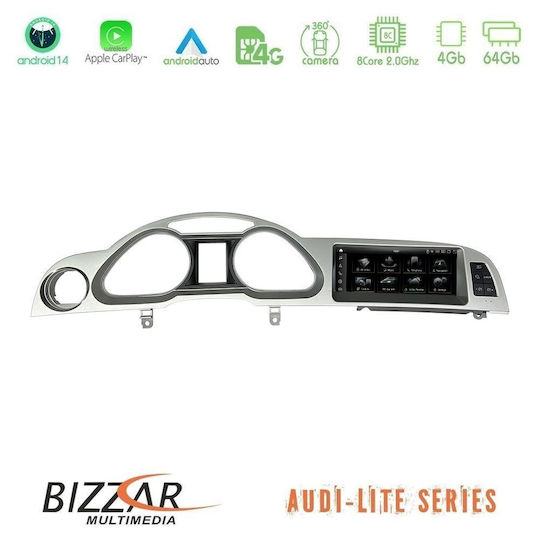 Bizzar Auto-Audiosystem für Audi A6 2004-2008 (Bluetooth/USB/AUX/WiFi/GPS/Apple-Carplay/Android-Auto/Notenblätter) mit Touchscreen 8.8"