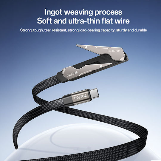 Yesido Braided USB-C to Lightning Cable 27W Μαύρο 1m