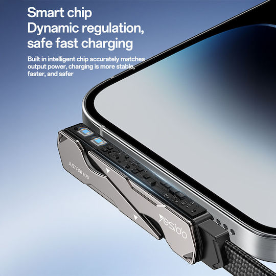 Yesido Braided USB-C to Lightning Cable 27W Μαύρο 1m