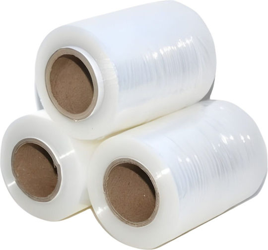 Set de 6 Role Mini de Folie Stretch Manuală pentru Ambalarea Înfășurarea și Fixarea Produselor, Utilizare în Depozit și Transport, 12,5 Cm, 0,38 Kg per Rolă, Transparentă