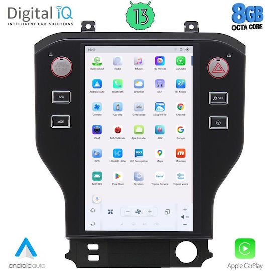 Digital IQ Auto-Audiosystem für Ford Mustang 2015–2020 (Bluetooth/USB/WiFi/GPS/Apple-CarPlay/Android-Auto) mit 11,8"-Touchscreen