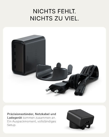 Satechi GaN Charging Station with 4 USB-C Ports 140W Power Delivery in Black (Chargeview)