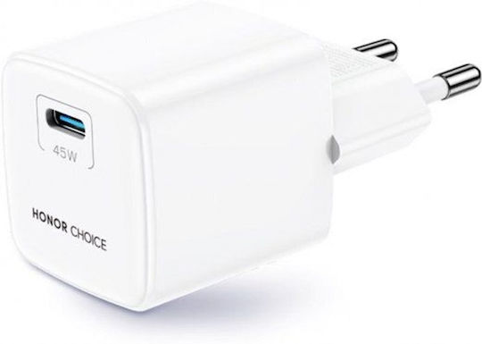Honor Încărcător cu Port USB-C și Cablu USB-C - USB-C 45W Power Delivery Alb (CP045E)