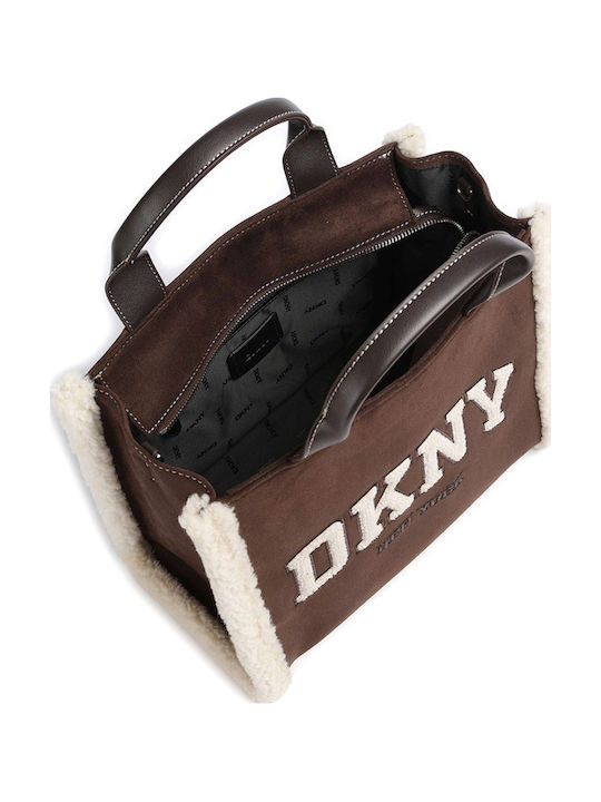 Damen-Tote aus Fellimitat Suede Coffee Bean