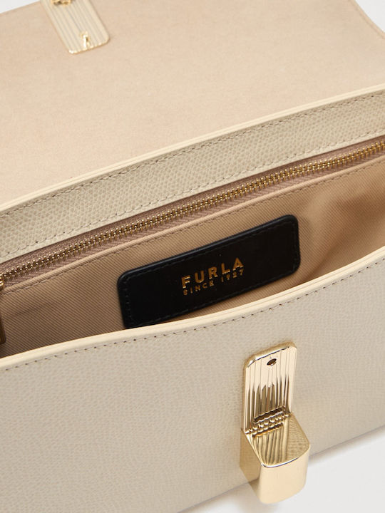 Furla Iride S Дамска кожена чанта През рамо / За рамо Бежова Furla Iride S Дамска кожена чанта През рамо / За рамо Бежова