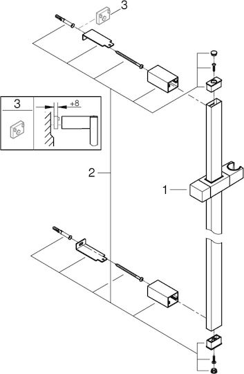 Grohe Shower Bar 27892000 620 Mm 73 Mm Universal Adjustable Shower Holder Wall-mounted Plastic Metal Chrome