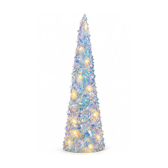 Illuminated Christmas Decorative Cone Tree 40 cm Battery-Powered White Tree
