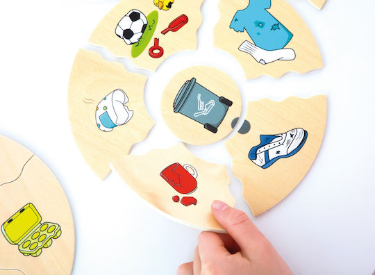 Puzzle din Lemn pentru Copii Humanico Sortarea Deșeurilor 30 de Piese Beleduc