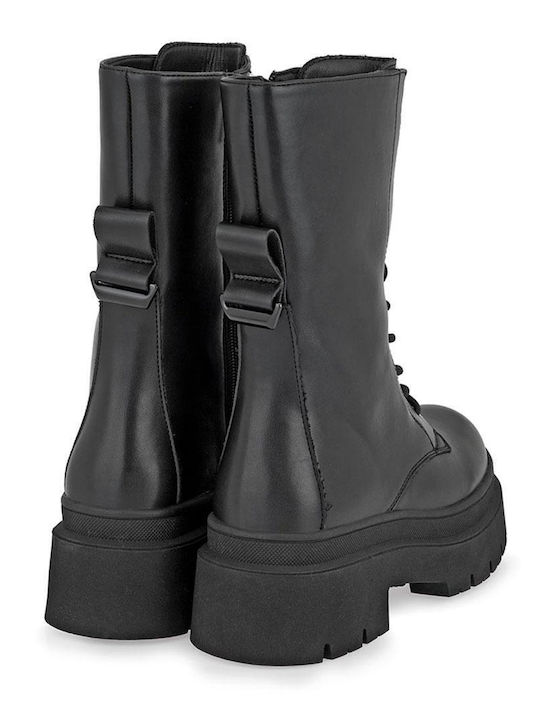 Damen-Kampfstiefel mit Mittelhohem Absatz Schwarz