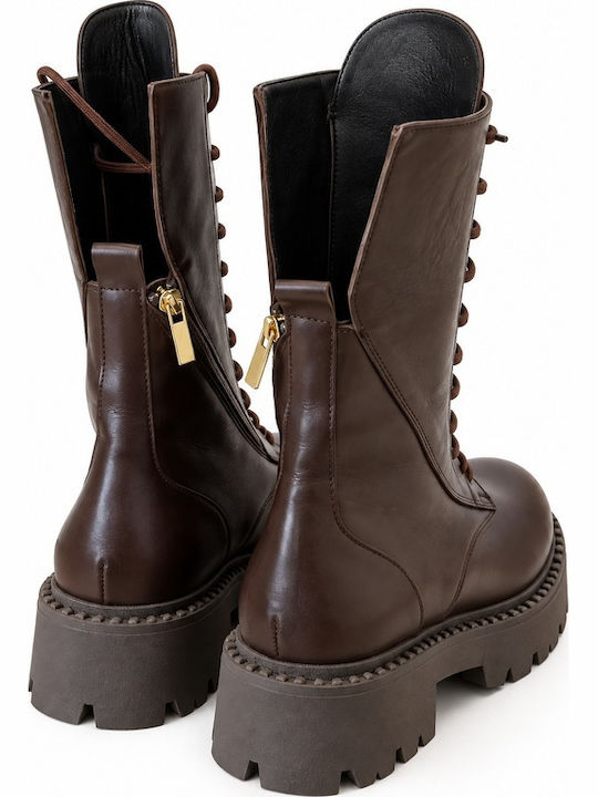 Leather Women's Ankle Boots Brown