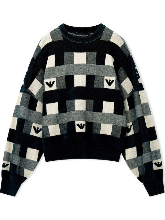 Women's Long Sleeve Checked Grey-Green Sweater