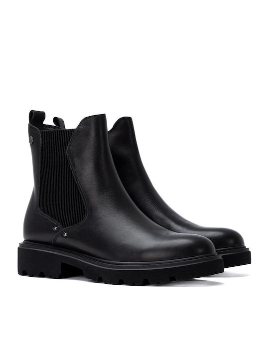 Schwarze Damen Chelsea-Stiefeletten aus Leder