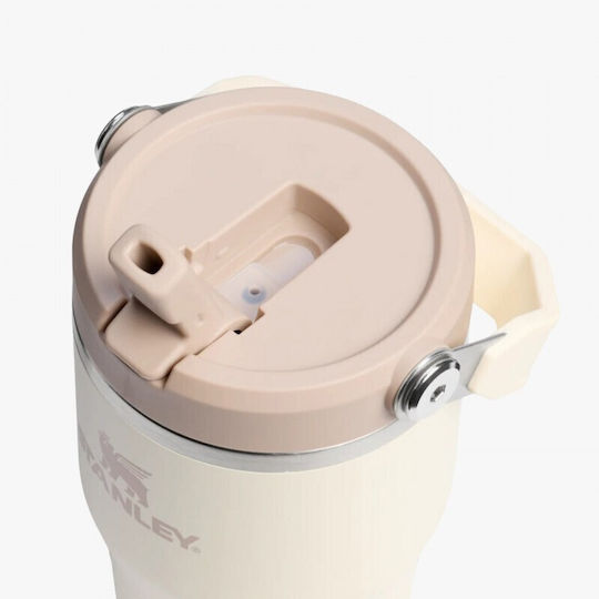 Stanley Iceflow Flip Handled Tumbler Thermos Bottle BPA Free 600ml Cream with Straw and Handle